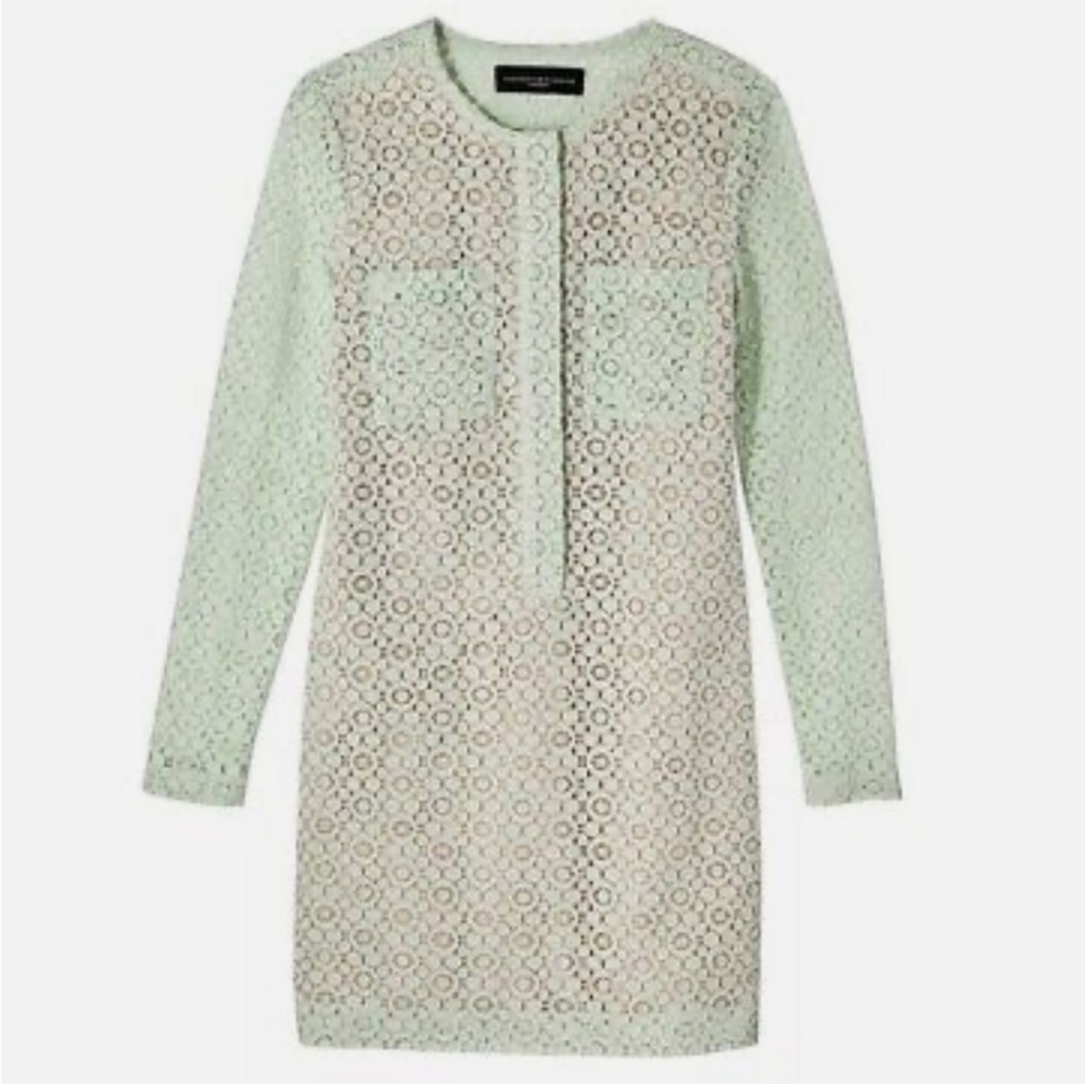 Victoria Beckham Mint Green Lace Long Sleeve Dress large nwot